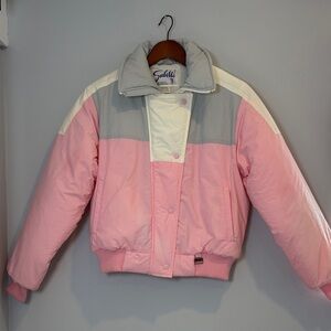 Vintage Suebello Ski Jacket Size 10 Pink Gray Cream
